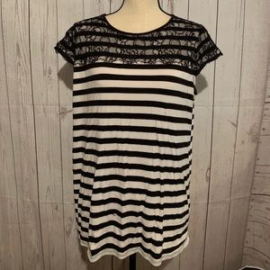 Elle Striped Shirt with Lace
